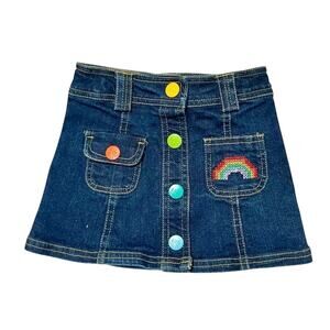 Little Bird Denim Jean Embroidered Rainbow Skirt Size 12-18m